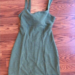 Free People Olive Checkered Mini Dress
